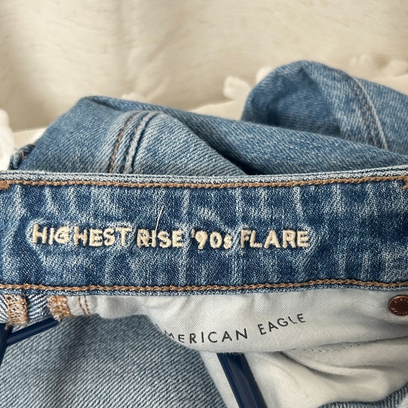 American Eagle Outfitters Blue Distressed Flare Jeans - Picture 3 of 7